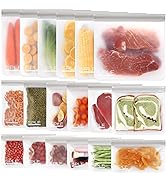 SPLF 18 Pack BPA FREE Reusable Storage Bags (6 Reusable Gallon Freezer Bags, 6 Reusable Sandwich ...