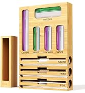NIKUY 9 IN 1 Bamboo Foil and Plastic Wrap Organizer for Kitchen Drawer, Plastic Bag Organizer Org...