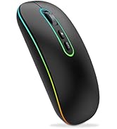 LED Wireless Mouse, Slim Rechargeable Bluetooth Mouse, Portable Silent Wireless Computer Mice wit...
