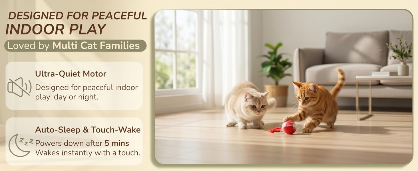 Motion sensor cat toy and automatic cat toy, smart ball for pets rechargeable rolling toy.