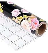 Ulmasinn Floral Wrapping Paper Roll - 17 Inches x 33 Feet - Vintage Romantic Pink Rose Flower Gif...
