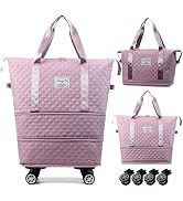 Rolling Duffle Bag with Wheels,Expandable Foldable Duffle Bag,Detachable Rolling Wheels,Rolling L...