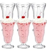 Mezchi 6 Pack Acrylic Milkshake Glasses, 15 OZ Plastic Old Fashioned Soda Glass, Shatterproof Foo...