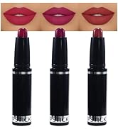 CAKAILA 3 Pcs Matte Lipstick Crayon Pencil Set,Brown Purple Dark Red Light to Dark Velvet Lip Sti...