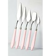 Palette Knife Set,5 PCS Stainless Steel Painting Spatulas with Pink Handle for Acrylic Painting, ...