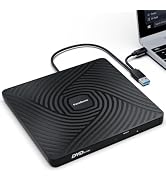 PeroBuno External CD DVD Drive, USB 3.0 Type-C Optical Drive, 0.5-inch Ultra-Slim Portable DVD CD...