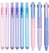 COLNK Retractable Highlighters Assorted Colors and Colored Ballpoint Pens, Set of Pastel Highligh...