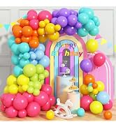 Multicolor Neon Balloon Arch Garland Kit, Colorful Balloons Arch Assorted Color Latex Ballons Kit...