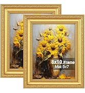 Splinterix 8x10 gold picture frame Set of 2, Ornate Vintage 8 x 10 Photo Frame for Wall Decor or ...