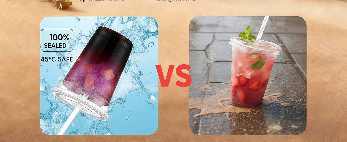 plastic cups with lids and staws