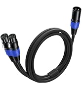 XLR Splitter Cable 1.6 FT, 1 XLR Male to 2 XLR Female Patch Y Cable, Balanced Microphone Splitter...
