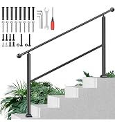 ORWOD Hand Rails for Outdoor Steps, 5 Step Handrail Railings & Indoor Stair Railing Kit, Aluminum...