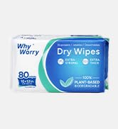WhyWorry Disposable Dry Wipes for Adults, Extra Large 10" x 12" Dry Cloths