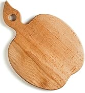 ECOSALL Apple-shaped Solid Wood Cutting Board With Handle For Fruit and Veggies – Small Wooden Br...