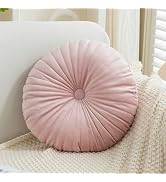 Teieas Velvet Round Throw Pillow Pleated Round Pillow Cushion Decoration for Couch Chair Bed Car ...