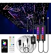 AKEPO MIni Size 6-Hole 3.2W RGB Multiple Color Chasing Fiber Optic Light Kit, 9.8ft APP Control 7...