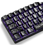 Hkfos XVX Black Shine Through Keycaps, Forged Carbon-Look Cherry Profile Keycap Set, 140-Key Keyb...