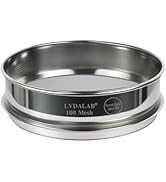 LVDALAB All 304 Stainless Steel 100 Mesh Test Sieve (0.15mm Aperture), 8 Inch/20cm Diameter, Fine...