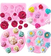 ZiXiang Rose Flower Silicone Molds Daisy Flower Fondant Mold For Cake Decorating Cupcake Topper C...