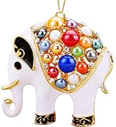 White Elephant Ornament, Metal Elephants with Rhinestone, Funny Christmas Ornaments, Small Cute C...