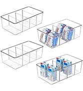 Vtopmart 4 Pack Food Storage Organizer Bins, Clear Plastic Bins for Pantry, Kitchen, Fridge, Cabi...