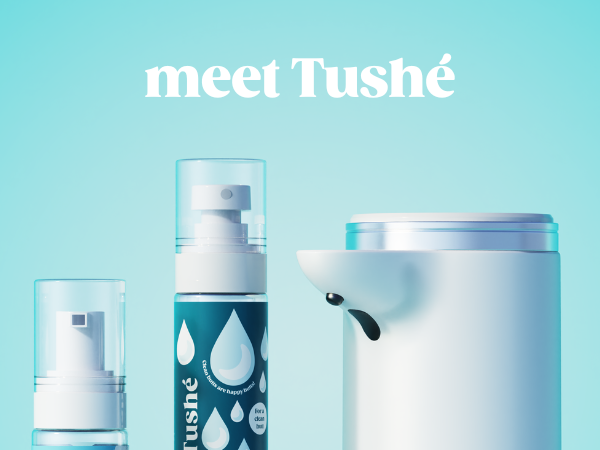 Tushe toilet paper foam: clean.=, flushable, and designed for daily bathroom use