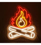 Fire Flame Neon Sign, Stove Fire Led Light, Bedroom Living Decor, Campfire Neon Sign Gift, Campin...