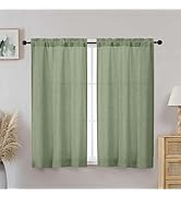 Aiyufeng Curtains 45 inch Length for Kitchen,Light Filtering Faux Linen Textured Short Window Cur...