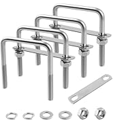 4PCS M10x80x100mm Square U Bolts 3 inch Wide,Stainless Steel Car U-bolts Kit Includes Nut/Spacer/...