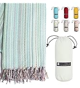 BAY LAUREL Turkish Beach Towel with Travel Bag 39 x 71 Quick Dry Sand Free Lightweight Large Over...