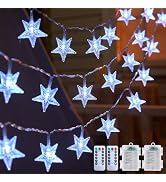 Brightown Star String Lights Battery Operated - 2 Pack 17 ft 50 LED Star Fairy String Lights with...