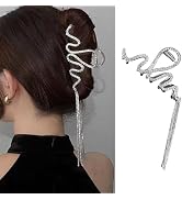 ?Snake Claw Clips Hair Clip for Women - Rhinestone & Sliver Tassel Hair Claw Clips Non-Slip Frenc...
