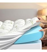 Sweetcrispy Dual Layer Queen Memory Foam Mattress Topper, 2 Inch Gel Memory Foam Plus 1 Inch Down...