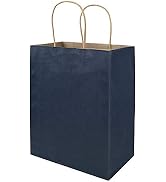 50 Pack 8x4.75x10 inch Medium Blue Kraft Paper Bags with Handles Bulk, Bagmad Gift Bags, Craft Gr...