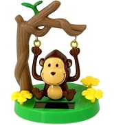 Galepromot Cute Solar Monkey Swinging Animated Bobble Dancer Decoration,Kawaii Solar Powered Danc...