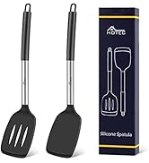 HOTEC Heat Resistant Silicone Solid Turner, Slotted Kitchen Spatulas set Cooking utensils for Non...