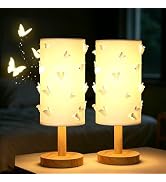 CryzhalinX Butterfly Kids Table Lamp for Bedroom,3 Color Dimmable Night Light,Cute Princess Lamp ...