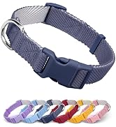 Dynmeow Soft and Breathable Cotton Dog Collar, Durable Adjustable Pet Collar with Quick-Release B...