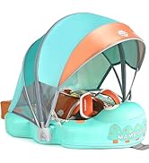 Mambobaby Non-Inflatable Baby Pool Float with Tail and Canopy UPF 50+ Sun Protection No Flip Over...