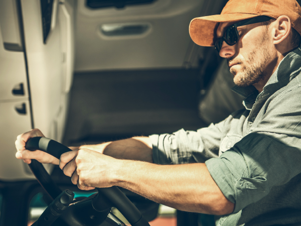 man driving truck