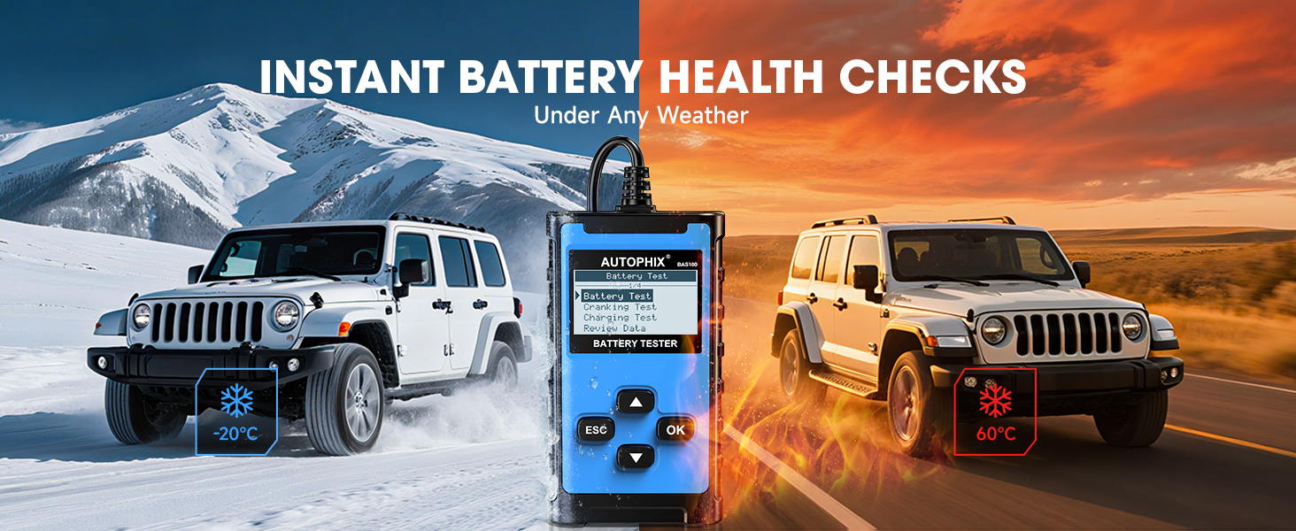 AUTOPHIX BAS100 Car Battery Tester 24V 12V Automotive Alternator Tester Battery Load Tester