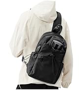 Large Black Sling Crossbody Bag Purse Satchel Bag for Men Women, Tactical Backpack Shoulder Daypa...