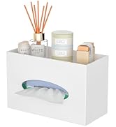 Hongtuocb White Acrylic Tissue Box Cover Rectangular,Acrylic Tissue Dispenser with Storage Tray f...