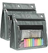 Yoeejob 1inch Expandable Pencil Pouch for 3 Ring Binder, 2 Pack Large Capacity Pencil Pouch with ...