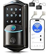Veise VE027 Built-in Wi-Fi Smart Lock, Fingerprint Keyless Entry Front Door Lock, App Remote & Vo...