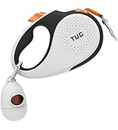 TUG 360° Tangle-Free Retractable Dog Leash with Waste Bag Dispenser (Medium, White/Orange)