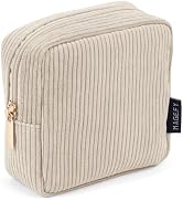 MAGEFY Small Makeup Bag for Purse Mini Cosmetics Bag Corduroy Cute Cosmetic Pouch for Women with ...