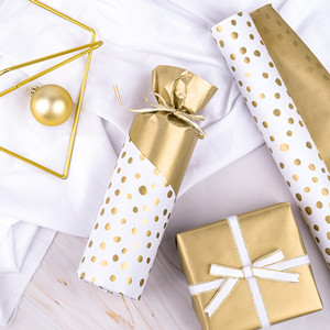 WRAPAHOLIC Gold & Delicate Polka Dots Wrapping Paper Roll