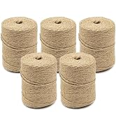 5 PCS Twine String Bulk 3000 Feet Long, 2mm Thin Jute Twine for Crafts, Hemp Rope Wrapping, Packi...