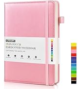 Leather Lined Journal for Women,A5 160 Pages 100 GSM Thick Paper, Pink Hardcover Journal for Writ...